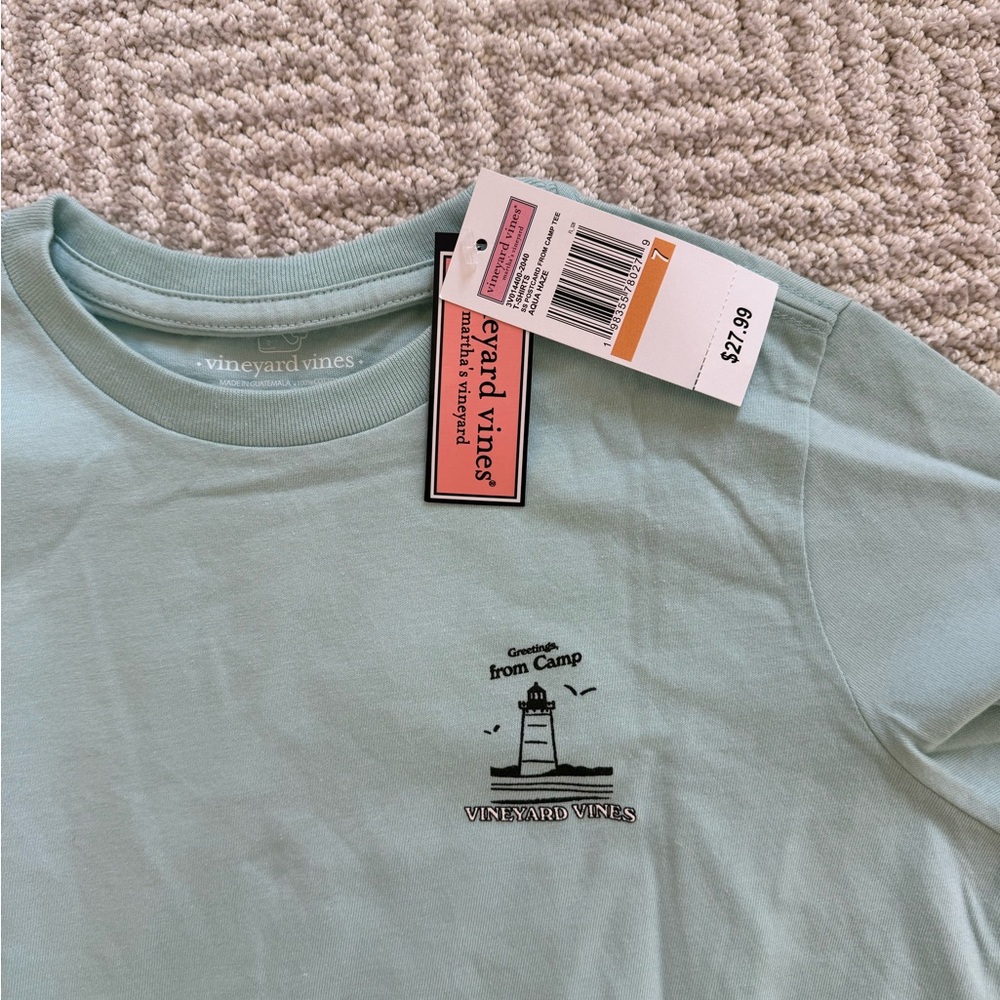Vineyard Vines Seafoam Green Tee with Lighthouse Graphic